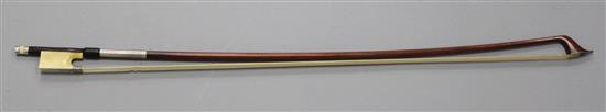 A Dodd silver and ivory mounted cello bow, 27.5in.